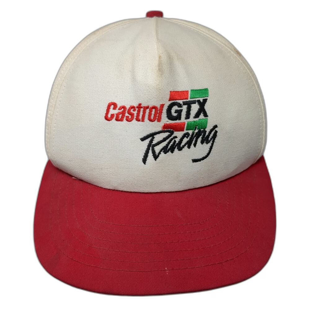 Castrol GTX Racing Trucker Hat White Red Vintage Mesh Snapback Made in USA